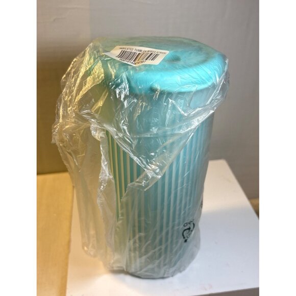 Tupperware Insulated Tumbler Dripless Straw & Lid 16 oz Aqua New Travel Mug Cup - Picture 2 of 8